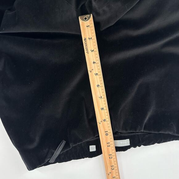 Vince Size L Velvet Pants Black Pull on Split Hem Ankle High Rise Crop - Picture 4 of 12